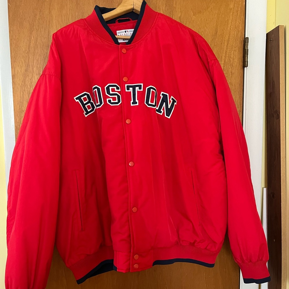 Boston Red Sox Quilted Bomber Jacket with Snap Buttons, Genuine MLB Merch, GIII